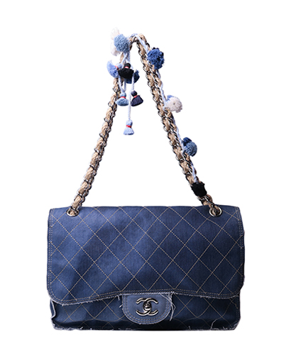 Paris-Dubai Denim Flap Bag, front view